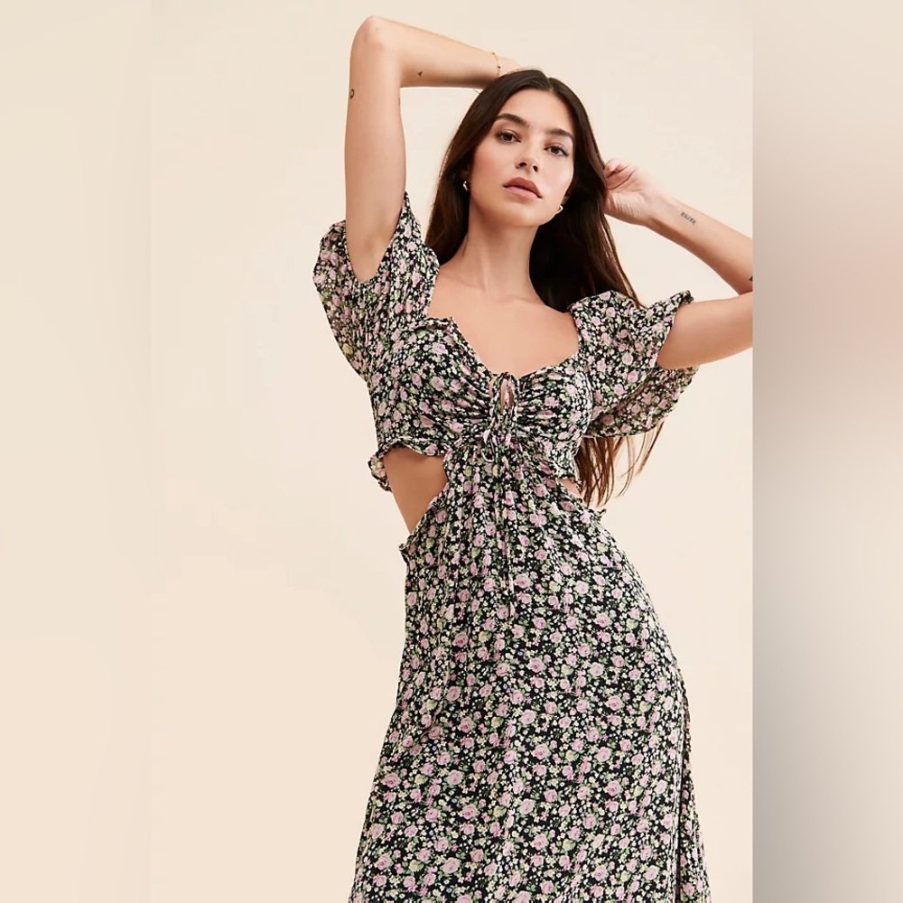 Ruffle Cutout Midi Dress